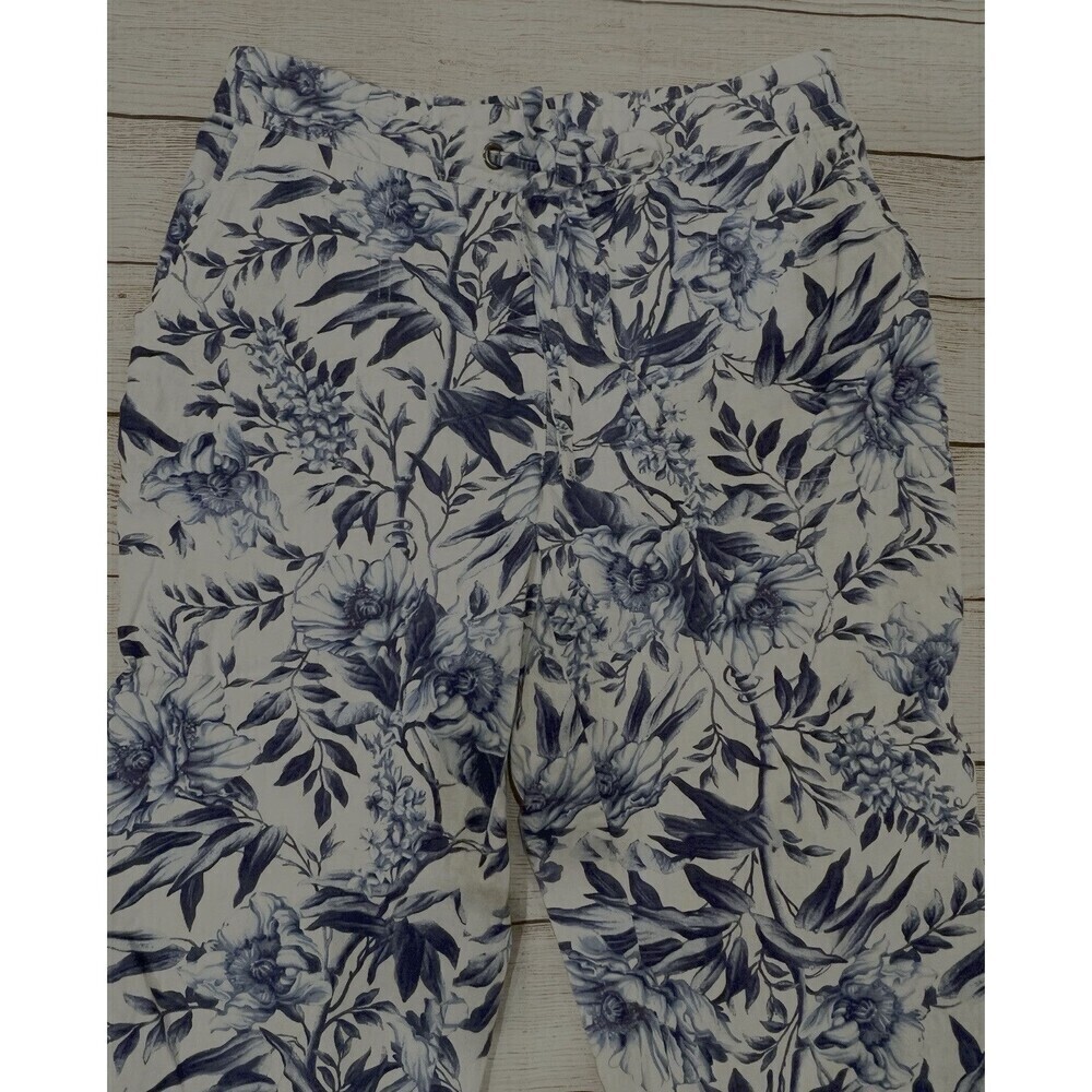 PER SE Womens Pull On Drawstring Linen Blend Crop PANTS Small - Picture 3 of 8